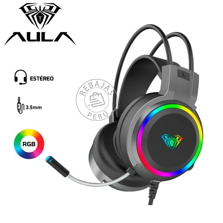 Audífonos S608 RGB Stereo Sound Negro 35mm + USB Gaming