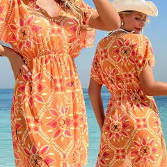 KAST PE - Vestido Anora Floreado en Tonos Cálidos Talla M