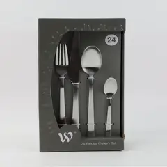 PIA COPELLO STORE - Juego de Cubiertos 24 Piezas Mango Liso