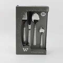 PIA COPELLO STORE - Juego de Cubiertos 24 Piezas Mango Textura