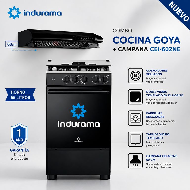 Combo Cocina Goya y Campana CEI-602NE - Negro