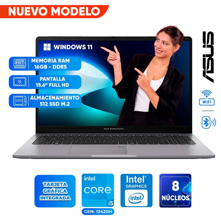 Laptop ExpertBook P1, Core i5-13420H, 16GB DDR5, 512GB SSD, 15.6 FULL HD
