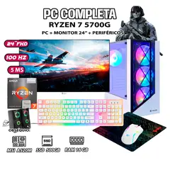 AMD - Computadora Completa Ryzen 7 5700G RAM 16GB DISCO SSD 500GB MONITOR 24" FHD