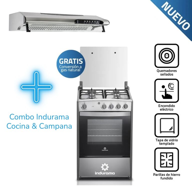 Combo Cocina Coruña y Campana Extractora CEI-602CRP - Silver