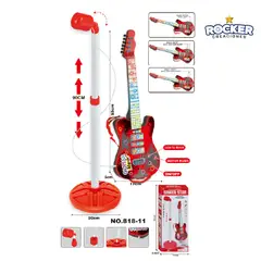 GENERICO - GUITARRA MUSICAL CON MICROFONO Y LUCES COLOR ROJA