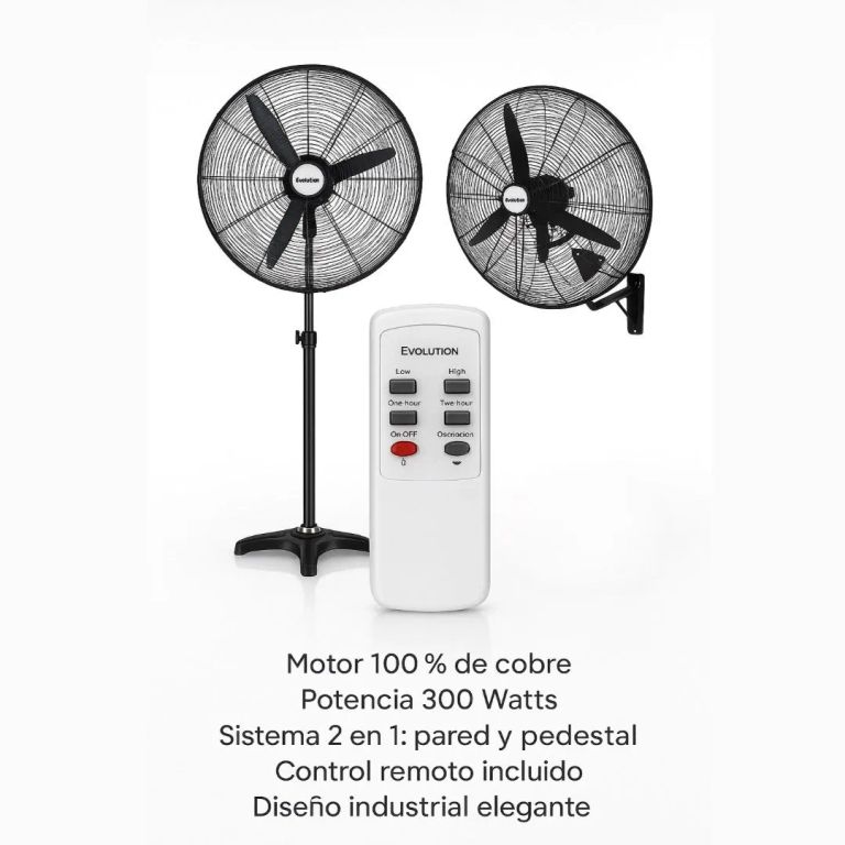 Ventilador Evolution 280 W – Motor de Cobre con Control Remoto