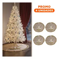 GENERICO - Pack4 Suelo con Tematica Navideña Brilloso de Arbol de 80cm