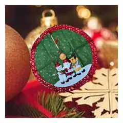 RYBIU IMPORT - Piso con Muñecos Navideños y Borde Rojo 1m Y+Ligas de Regalo