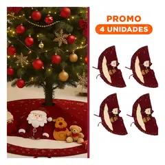 GENERICO - Pack4 Tapete con Detalles Navideños y Borde Copos 60cm Rojo