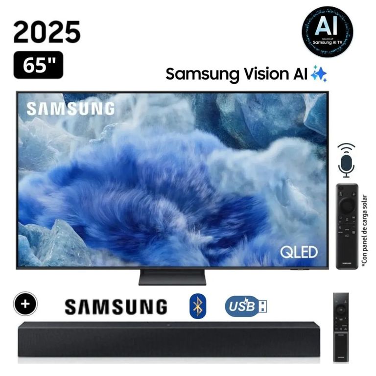 TELEVISOR QLED 65 4K UHD Q8F Vision AI Smart TV QN65Q8FAAGXPE 2025 + Soundbar HW-C400
