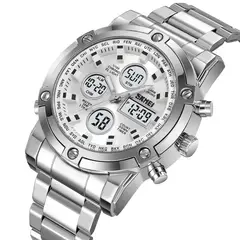 SKMEI - Reloj 2556 Plateado Correa Acero Digital Analogo