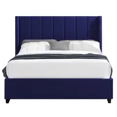 GENERICO - Cama Tapizada Listón Nia Azul 1.5 Plz