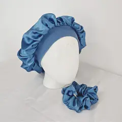 GENERICO - Gorro Antifrizz en Satín para Dormir - Borde Rib - Color Acero