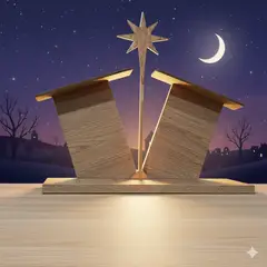 GENERICO - Casita para pesebre de melamina desarmable nacimiento navidad