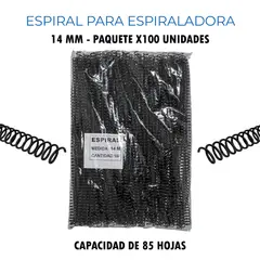 GENERICO - Espiral para Espiraladora de 14MM (85 Hojas) x 100