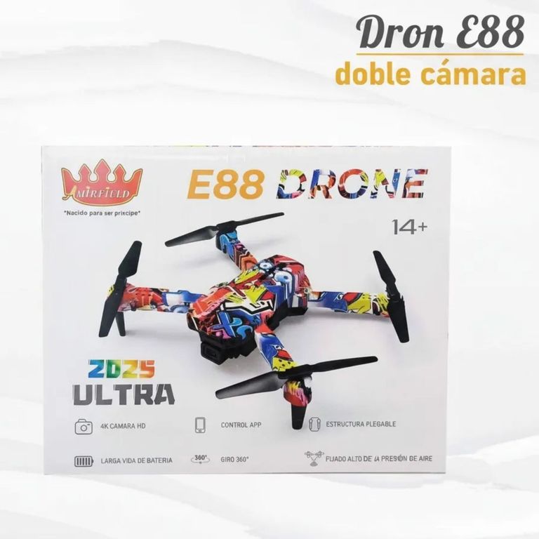 DRONE E88 2025 Ultra Plegable con 2 Cámaras HD 4K Control Remoto y Manual