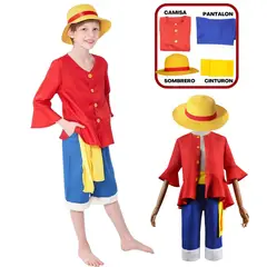 GENERICO - Ropa Luffy One Piec Rojo Traje Importado - Talla 4 hasta L