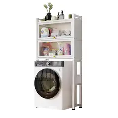 EVERSO - Estante Organizador Para Lavandería 3niveles Con Puerta Baño Blanco