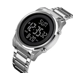 SKMEI - Reloj 1611 Plateado Digital Correa Acero