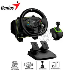 GENIUS - Volante GX Speed Master X2 con Pedales y Palanca 1080° Vibration