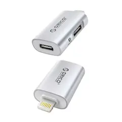 ORICO - Mini Adaptador USB-C Doble OTG iPhone Carga Datos Lightning