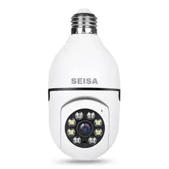 SEISA - Cámara Foco WiFi 1080P Full HD con Visión Nocturna Detección de Movimiento y Audio 360°