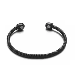 GENERICO - Pulsera Magnética Diseño Trenzado Color Negro Mate Ajustable