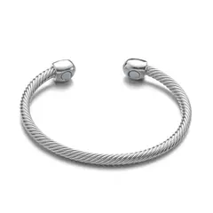 GENERICO - Pulsera Magnética Diseño Trenzado Color Plateado Ajustable