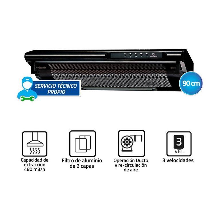 Campana extractora 90 cm 3 Velocidades CEI-902NE