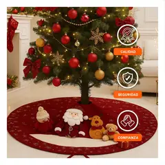 GENERICO - Piso para Decoracion Navideña de 60cm Borde Copos en Rojo