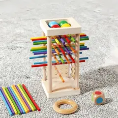 GENERICO - Juego Montessori Habilidad Palos de Color Torre Madera Infantil
