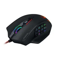 REDRAGON - Mouse Gamer Impact M908 RGB 18 Botones Programables 12.400 DPI - Negro