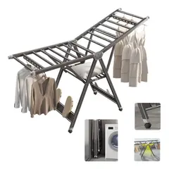 EVERSO - Tendedero Plegable Acero Inoxidable 180cm Gris Oscuro