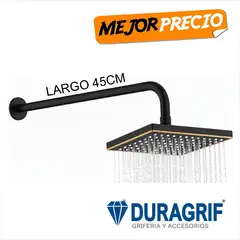 DURAGRIF - SALIDA DE DUCHA ESPAÑOLA 8” BLACK DELUXE CON BRAZO Y CANOPLA