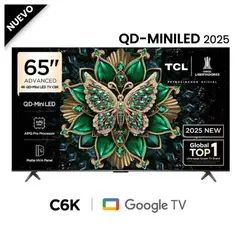 TCL - Televisor Mini LED 65" QD UHD 4K Smart Google TV 65C6K - Nuevo 2025