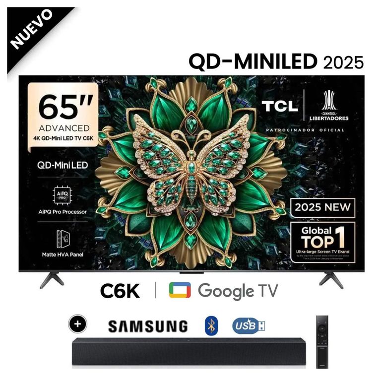 Televisor Mini LED 65 QD UHD 4K Smart Google TV 65C6K + Soundbar