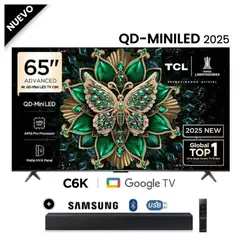 TCL - Televisor Mini LED 65 QD UHD 4K Smart Google TV 65C6K + Soundbar