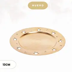 ICHIMATSU - Plato base de Plástico Navidad Estrellas Dorado 33 cm (13”) X6Unid.