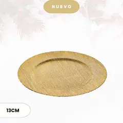 ICHIMATSU - Plato base de Plástico Navidad Rayado Dorado 33 cm (13”) X6Unid.