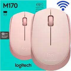 LOGITECH - Mouse Inalámbrico M170 USB 2.4GHz 1000 DPI Rosa