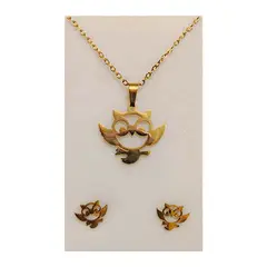 GENERICO - Set Aretes y Collar Buho Dorado