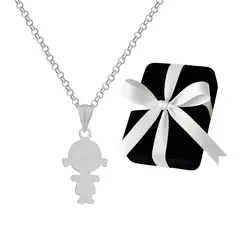 GENERICO - Collar Dije Niña Plata 925 Regalo Baby Shower