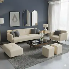 GENERICO - Juego de sala Afra 3-1+ banqueta+ 2 puff de regalo