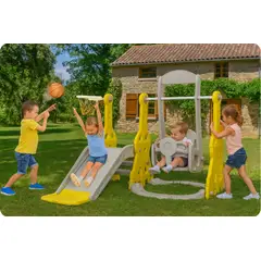 GENERICO - TOBOGÁN JUEGO INFANTIL COLUMPIO DESLIZADERA ESCALAR Y ARO BALONCESTO PLEGABLE NIÑOS