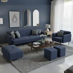 GENERICO - Juego de sala Afra 3-1+ banqueta+ 2 puff de regalo