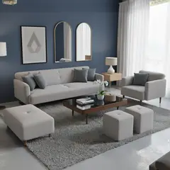 GENERICO - Juego de sala Afra 3-1+ banqueta+ 2 puff de regalo