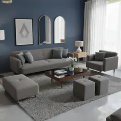 GENERICO - Juego de sala Afra 3-1+ banqueta+ 2 puff de regalo