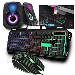 GENERICO - Combo Gamer 3 en 1 Teclado Metalico Mouse y Parlante Luces RGB