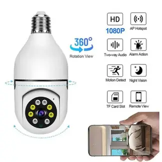 GENERICO - Foco Cámara Espía 360 Wifi Vigilancia Sensor de movimiento