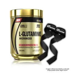 LEVEL PRO - L - Glutamina 150 g - Micronizada / 60 servicios + Straps